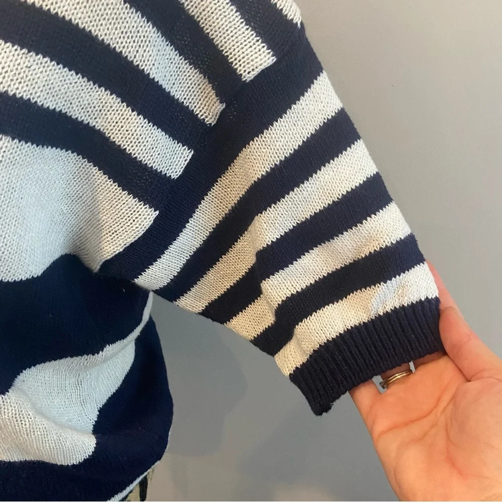 *NEW* NAOMI BEE Striped Nautical Ship Embroidered Sweater Vintage Medium NWT